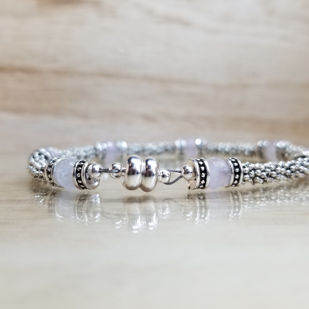 Faceted Quartz Beaded Gemstone Bracelet - Picture 4 of 6